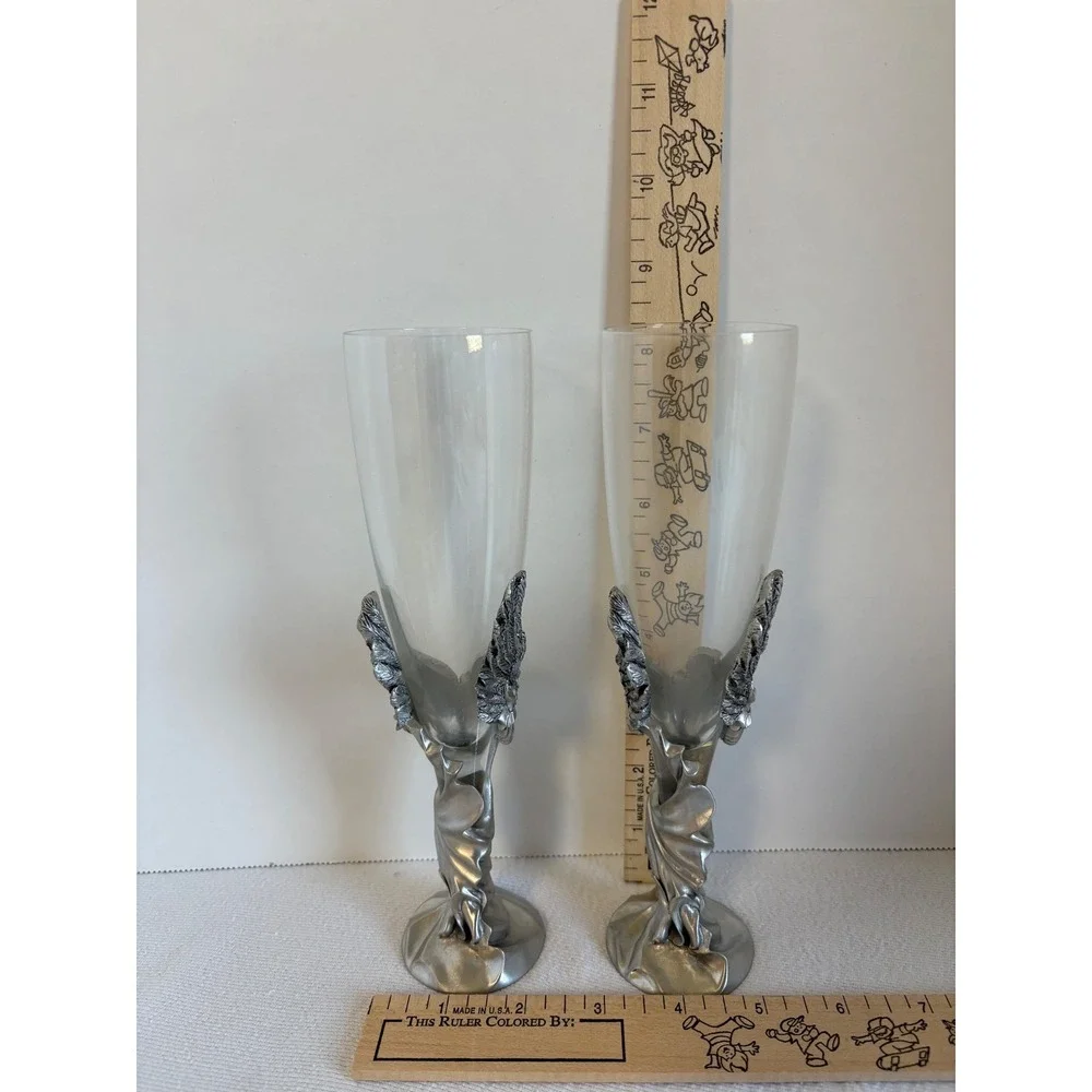 Seagull Pewter Angel Champagne‎ Flutes Set of 2 Wedding Anniversary Nova Scotia